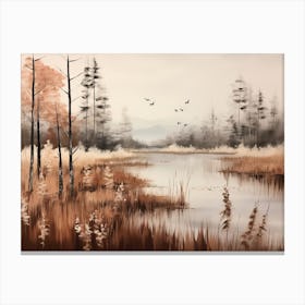 A Painting Of A Lake In Autumn 62 Canvas Print