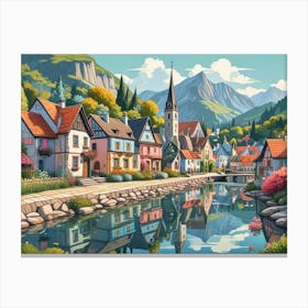 Village By The River Canvas Print