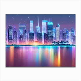 Cityscape At Night 4 Canvas Print