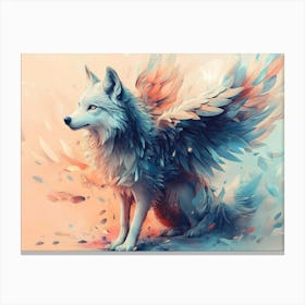 Wolf With Wings Animal Abstract Art in Pastel Colors 1 Canvas Print