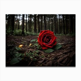 Red Rose In The Forest 1 Canvas Print