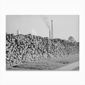 Piles Of Logs Used By Masonite Corporation,Laurel, Mississippi By Russell Lee Canvas Print