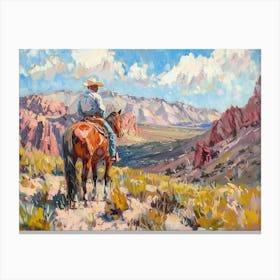 Cowboy In Red Rock Canyon Nevada 2 Canvas Print