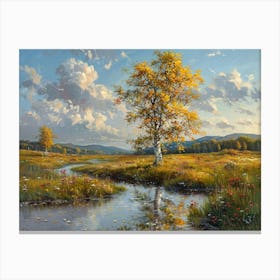 Birch Tree In The Meadow Canvas Print