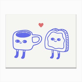 Toast And Coffee Breakfast Love Illustration Canvas Print