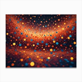 Abstract Background With A Swirling Mass Of Colorful Dots In Shades Of Blue, Orange, And Red, Creating A Sense Of Depth And Movement Canvas Print