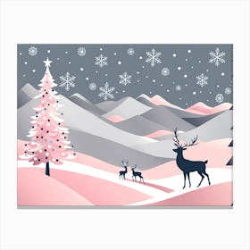 Christmas Tree And Deer, Rein deer, Christmas Tree art, Christmas Tree, Christmas vector art, Vector Art, Christmas art, Christmas Canvas Print