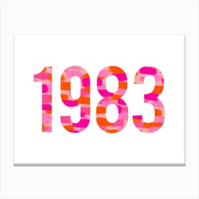Year 1983 Pink and Orange Canvas Print
