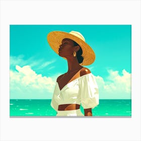 Illustration of an African American woman at the beach 10 Canvas Print