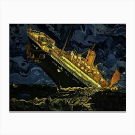 Sinking Of The Titanic Ship Canvas Print