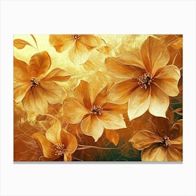 Golden Floral Background, Abstract Vintage Flower Design, Gold Nature Floral 2 Canvas Print