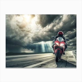 Rider On Red Bike (24) Canvas Print