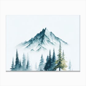 Mountain And Forest In Minimalist Watercolor Horizontal Composition 84 Canvas Print