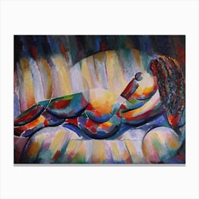 Woman Laying On A Couch Canvas Print