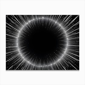 A Black Background With A Glowing, White Circle Surrounded By Radiating Lines Canvas Print