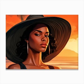 Illustration of an African American woman at the beach 86 Canvas Print