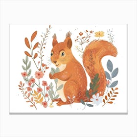 Little Floral Squirrel 2 Canvas Print