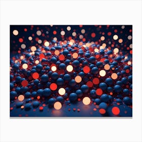 A Mound Of Red And Blue Spheres Is Illuminated By Glowing Orbs Of Light Canvas Print