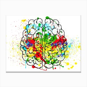 Brain Mind Psychology Idea Hearts Love Drawing Canvas Print