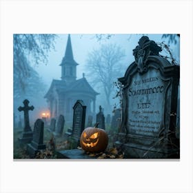 Halloween Cemetery Canvas Print