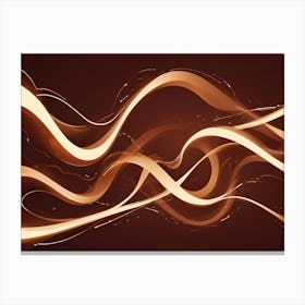 An Abstract Digital Illustration Of A Series Of Glowing, Golden Lines Flowing And Twisting Against A Dark Brown Background Canvas Print