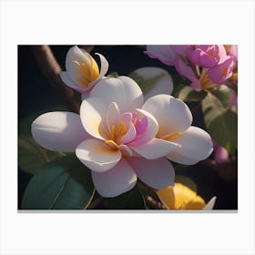 Scenery Adorned With Plumeria Blossoms Canvas Print