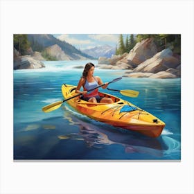 Girl Kayaking Canvas Print