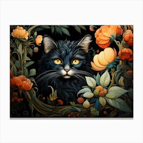 Contemporary Floral Cat 8 Canvas Print