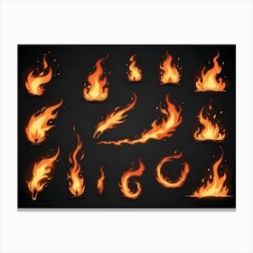 Animated Fire Flames Set 1 Canvas Print