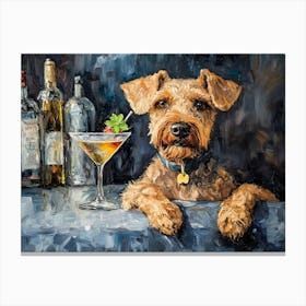 Airedale Welshie At The Bar 5 Canvas Print