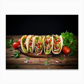 Tacos On A Wooden Board 10 Canvas Print
