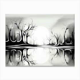 Tranquility Abstract Black And White 10 Canvas Print