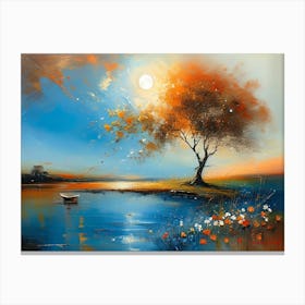 Delicate Lone Tree And A Small Boat Pt. 2 Canvas Print