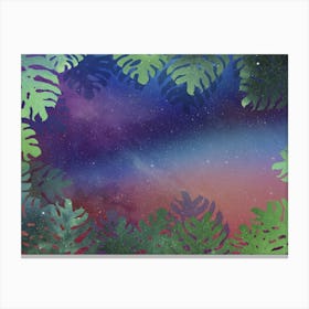 Tropical Space Neon Synthwave Jungle #5 Canvas Print