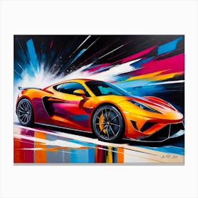 Super Car Side View - Color Explosion Painting Canvas Print