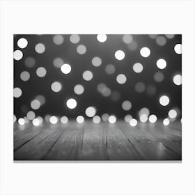 Black And White Bokeh Lights Background With A Wooden Floor, Creating A Festive And Elegant Backdrop Canvas Print