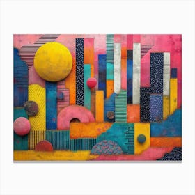 RetroRiso Revival: Embracing Analog Charm in Modern Design:Abstract Cityscape Canvas Print