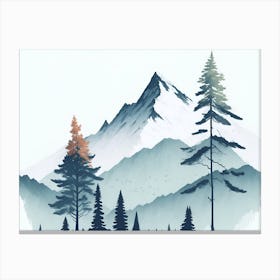 Mountain And Forest In Minimalist Watercolor Horizontal Composition 237 Canvas Print