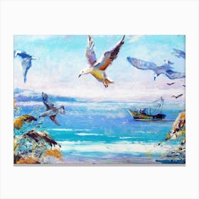 Sandy Shores and Soaring Birds Canvas Print