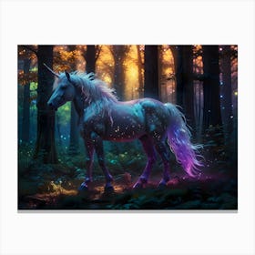 Unicorn In The Forest Canvas Print