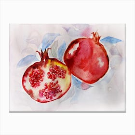 Pomegranate Watercolor Painting Canvas Print