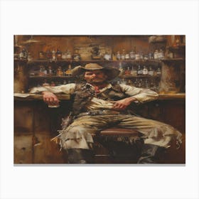 Cowboy Bar Painting Wall Art, Country Western Decor, Wild West Artwork, Saloon Themed Picture, Home Decor, Canvas Print, American Cowboy Canvas Print