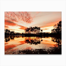 Sunset Over A Lake Canvas Print