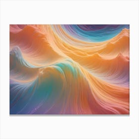 An Abstract Digital Art Piece Featuring A Series Of Wavy, Flowing Lines In Shades Of Orange, Pink, And Blue, Creating A Dreamlike And Artistic Effect Canvas Print