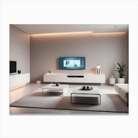 Modern Living Room Interior With A White Color Scheme 1 Canvas Print