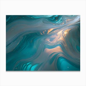 Abstract Swirling Pattern Of Turquoise, White, And Gold Paint, Creating A Mesmerizing And Elegant Visual Effect Canvas Print