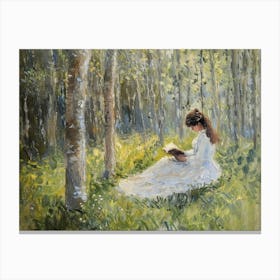 Reading In The Woods 5 Canvas Print