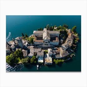 The beautiful island of San Giulia on Lake Orta in Italy. Canvas Print