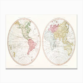 New World, Or, Western Hemisphere; Old World, Or Eastern Hemisphere (1790) Canvas Print