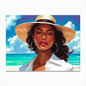 Illustration of an African American woman at the beach 16 Canvas Print